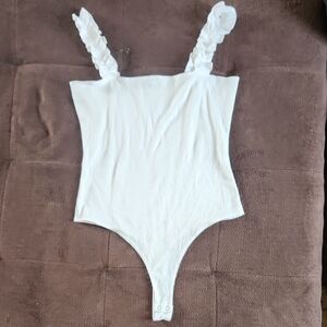 White Ruffled Strap